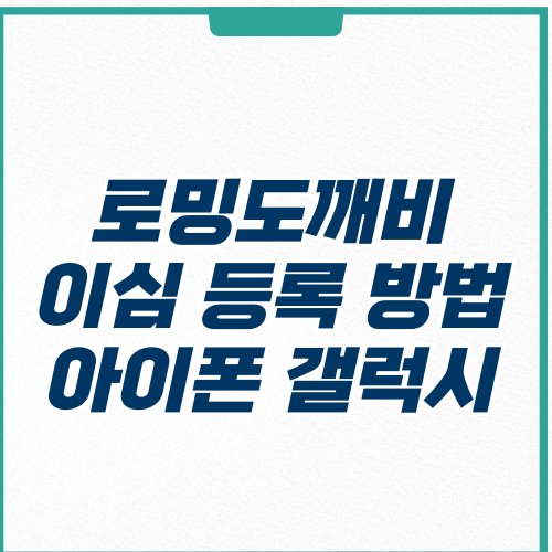 로밍도깨비 이심 등록 방법 아이폰 갤럭시