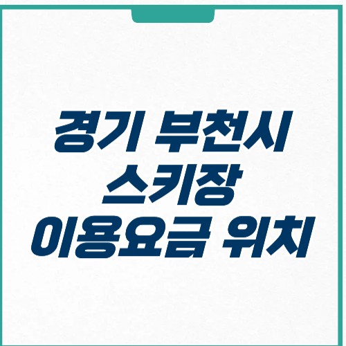 경기도 부천시 스키장 이용요금 위치 주차